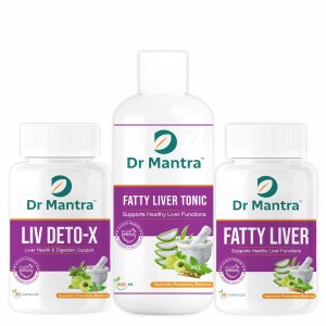 Dr Mantra Ayurvedic Fatty Liver Combo | Fatty Liver Tonic 300 ml+ Fatty Liver 30 Capsules + Liver Detox 30 Capsules | Herbal Liver Health & Detox Supplement | Supports Liver Cleansing & Digestion | Ayurvedic Health Supplement